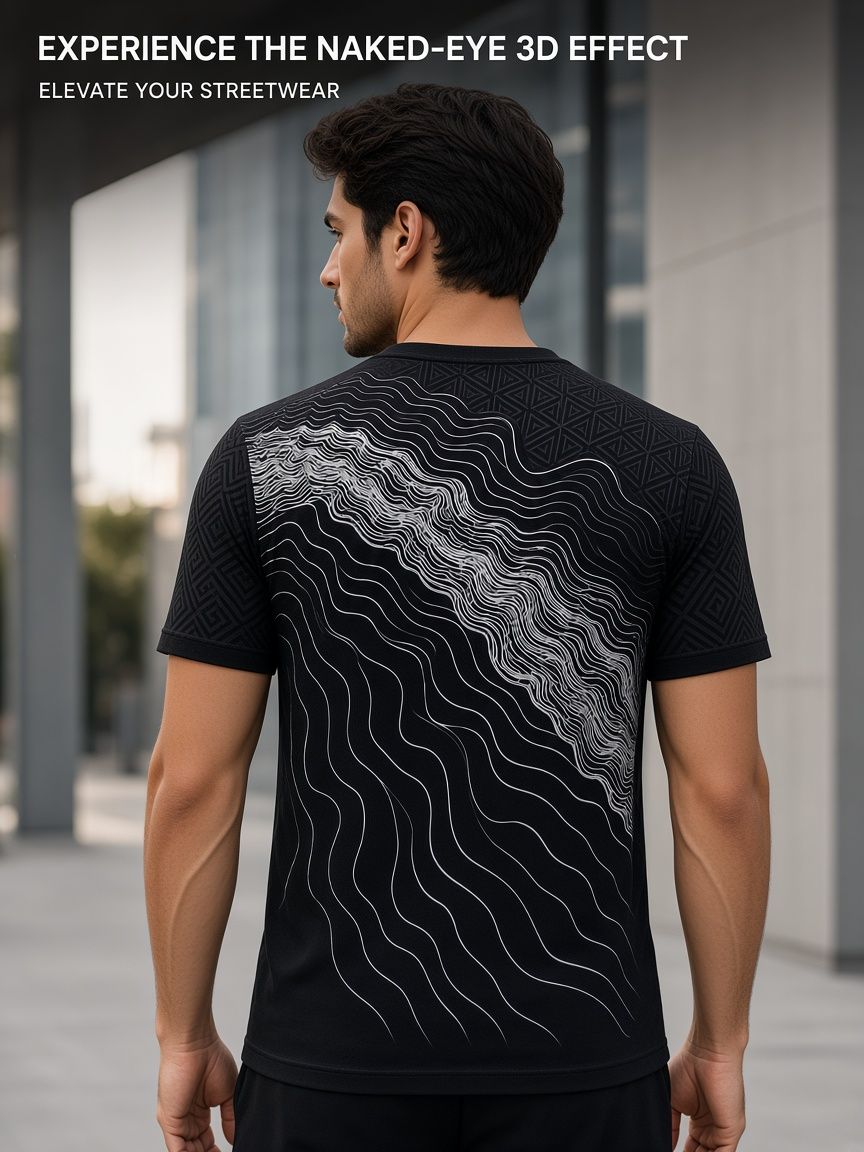 Kikagaku Moyo Sun 3D Optical Illusion Graphic Tee Breathable Athletic Mesh T-Shirt Casual And Sports Wear