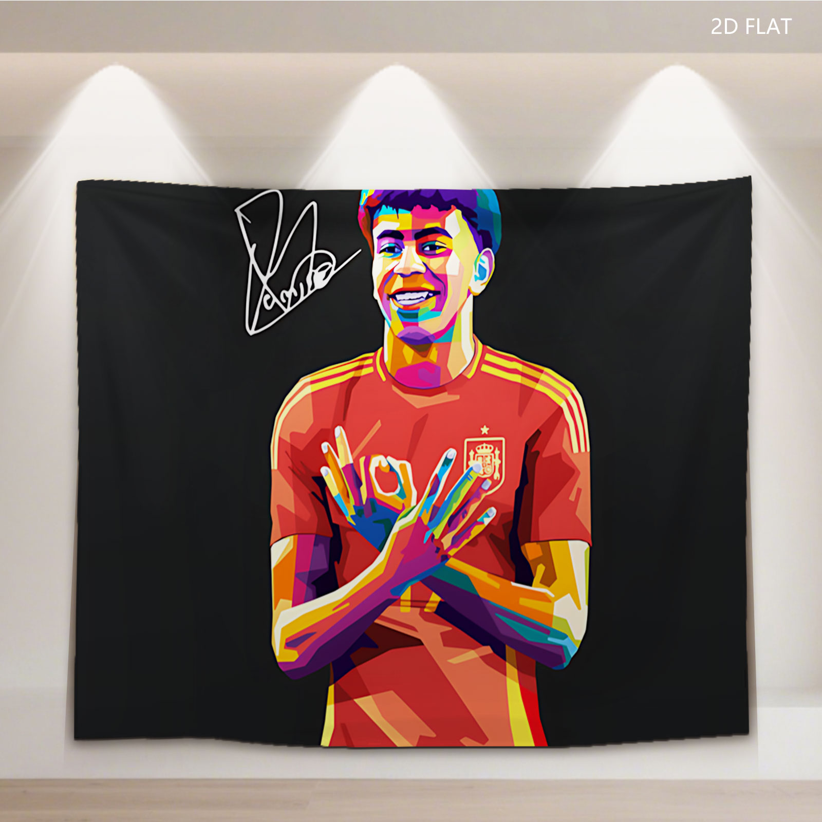 Lamine Yamal in Spain National Team Jersey, Vibrant Art Portrait - Tapestry