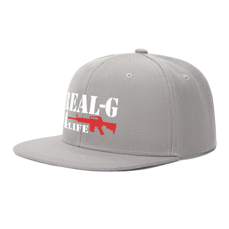 Flat Brim Baseball Cap Real G 4 Life Gun Graphic Streetwear Underground Skate Style for Basketball Court Urban Street Skate Park Hip Hop Riders and Rap Artists