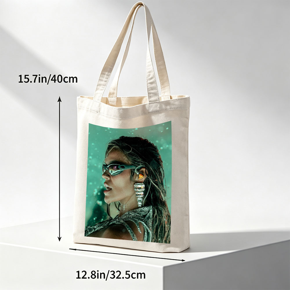 Beyonce in Futuristic Fashion – Stunning Portrait with Reflective Goggles and Crystal Earrings - Canvas tote bags