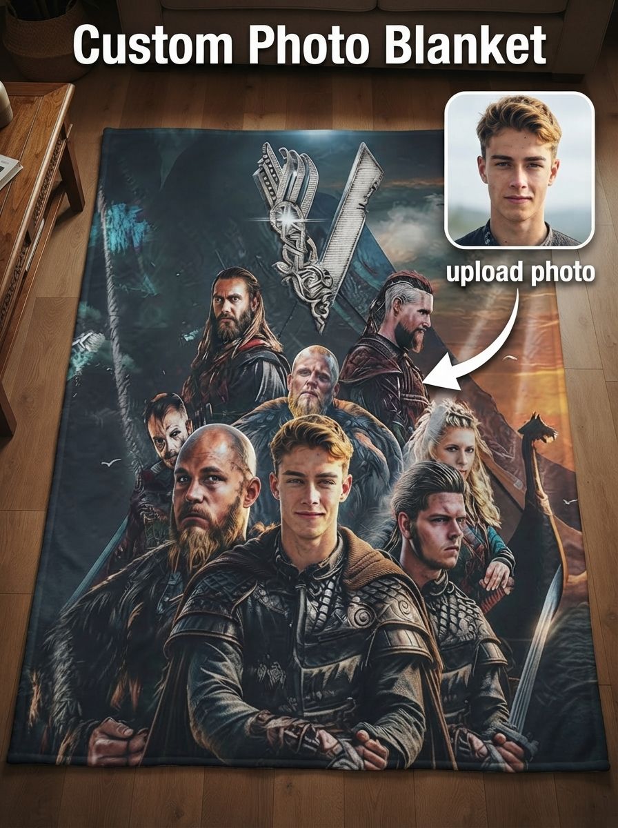 Custom Photo Face Flannel Blanket Personalized Warrior Theme Soft Fleece Throw Anti Pilling Warm Couch Cover Cozy