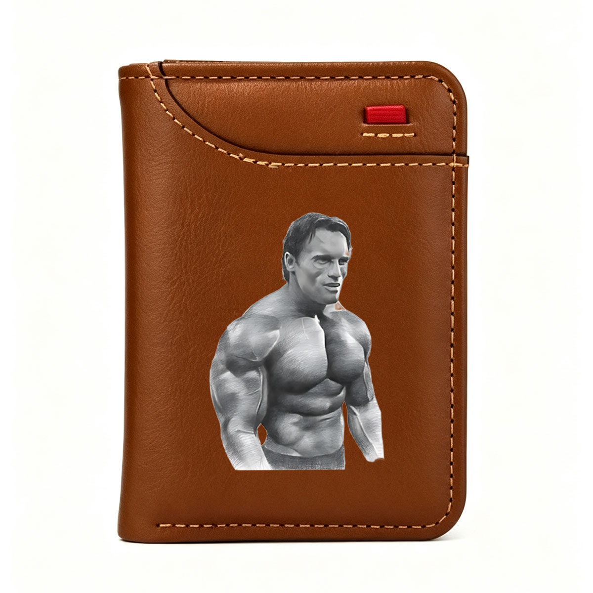 Muscular Man with Defined Physique in Black and White - Vertical Style Wallet