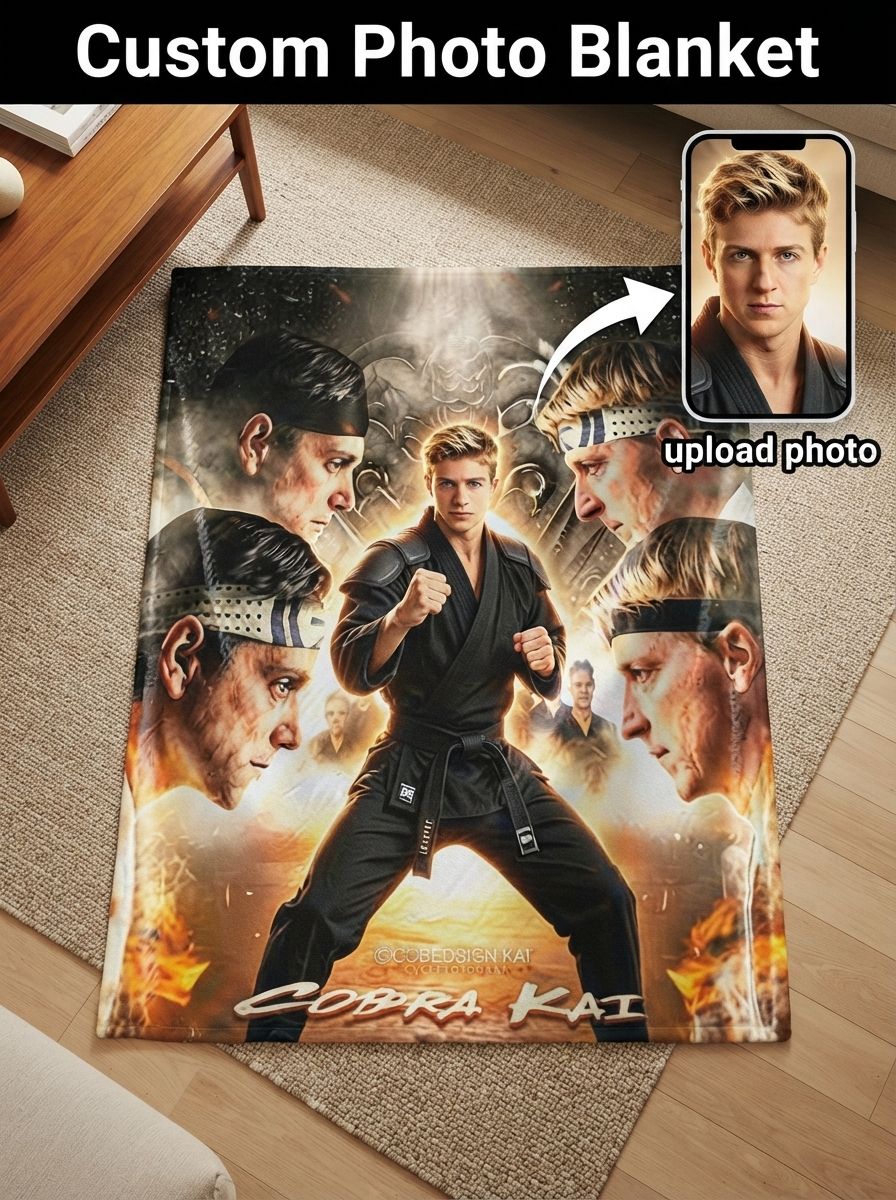 Custom Photo Martial Arts Action Flannel Throw Blanket Personalized Ultra Soft Anti Pilling Fleece Cover Cozy Birthday