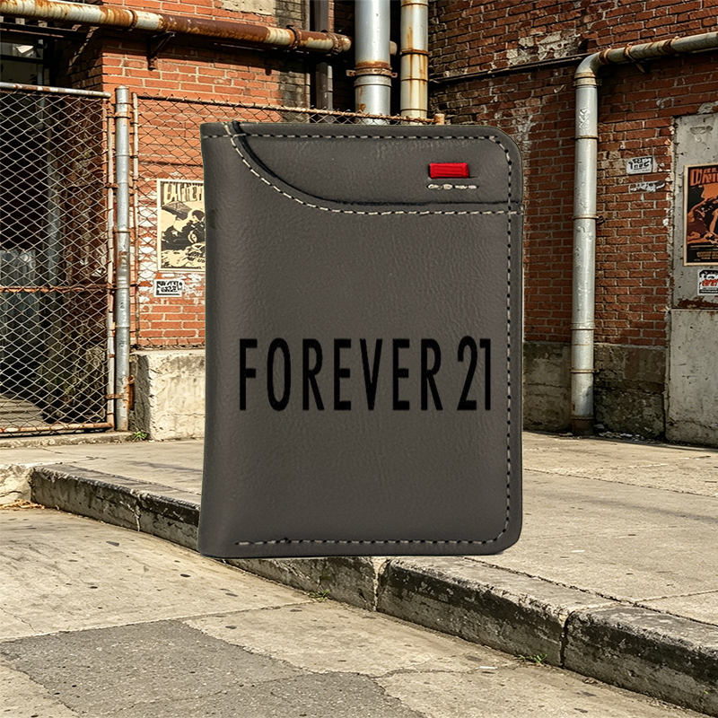 Unisex Vertical Wallet with Forever 21 Print Design – Compact RFID Blocking Wallet for Daily Use, Perfect for Students, Young Professionals, and Urban Lifestyle Enthusiasts