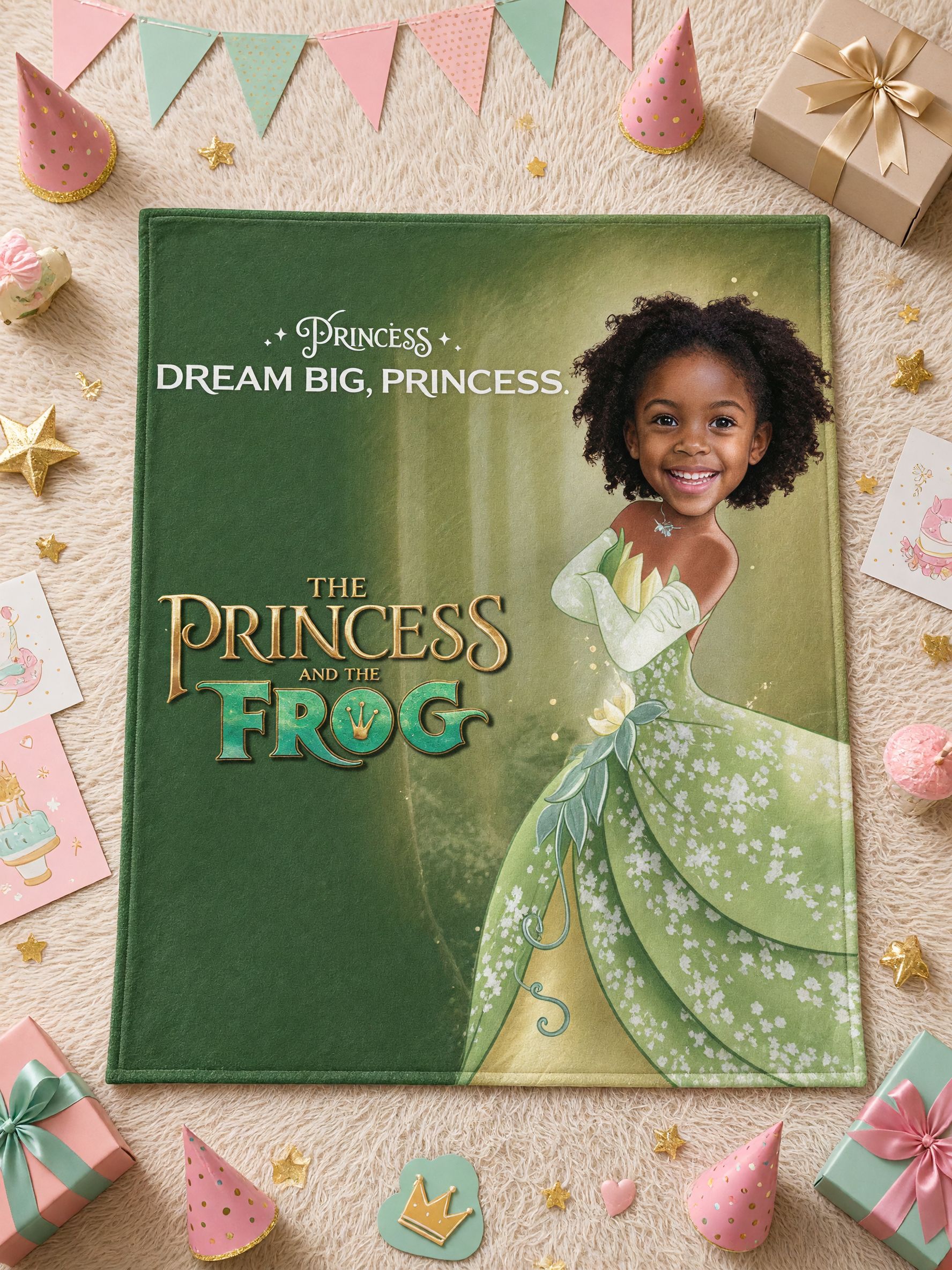 Custom Face Princess Blanket Ultra Soft Flannel Throw Cozy Personalized Gift for Girls and Bedroom Sofa Decor