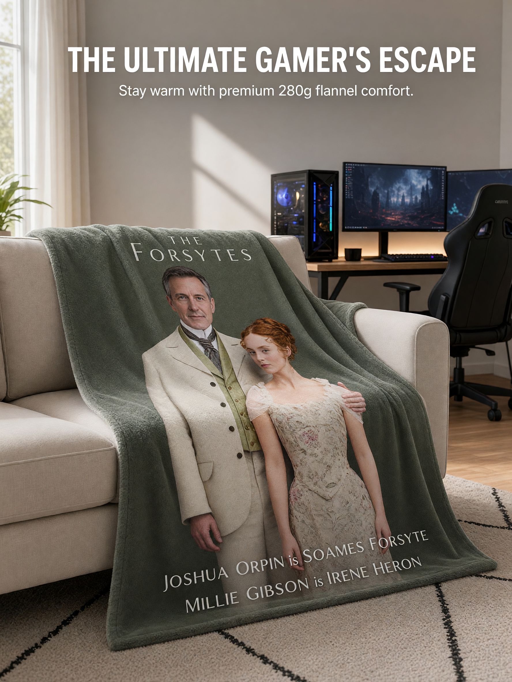 Personalized Photo Throw Blanket, Custom Portrait Flannel Fleece Cover, Ultra Soft Cozy Keepsake Gift for Bed and Couch
