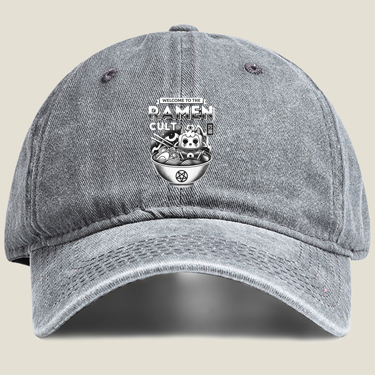 Ramen Cult: Welcome to the Ramen Cult - Washed Denim - Baseball Cap