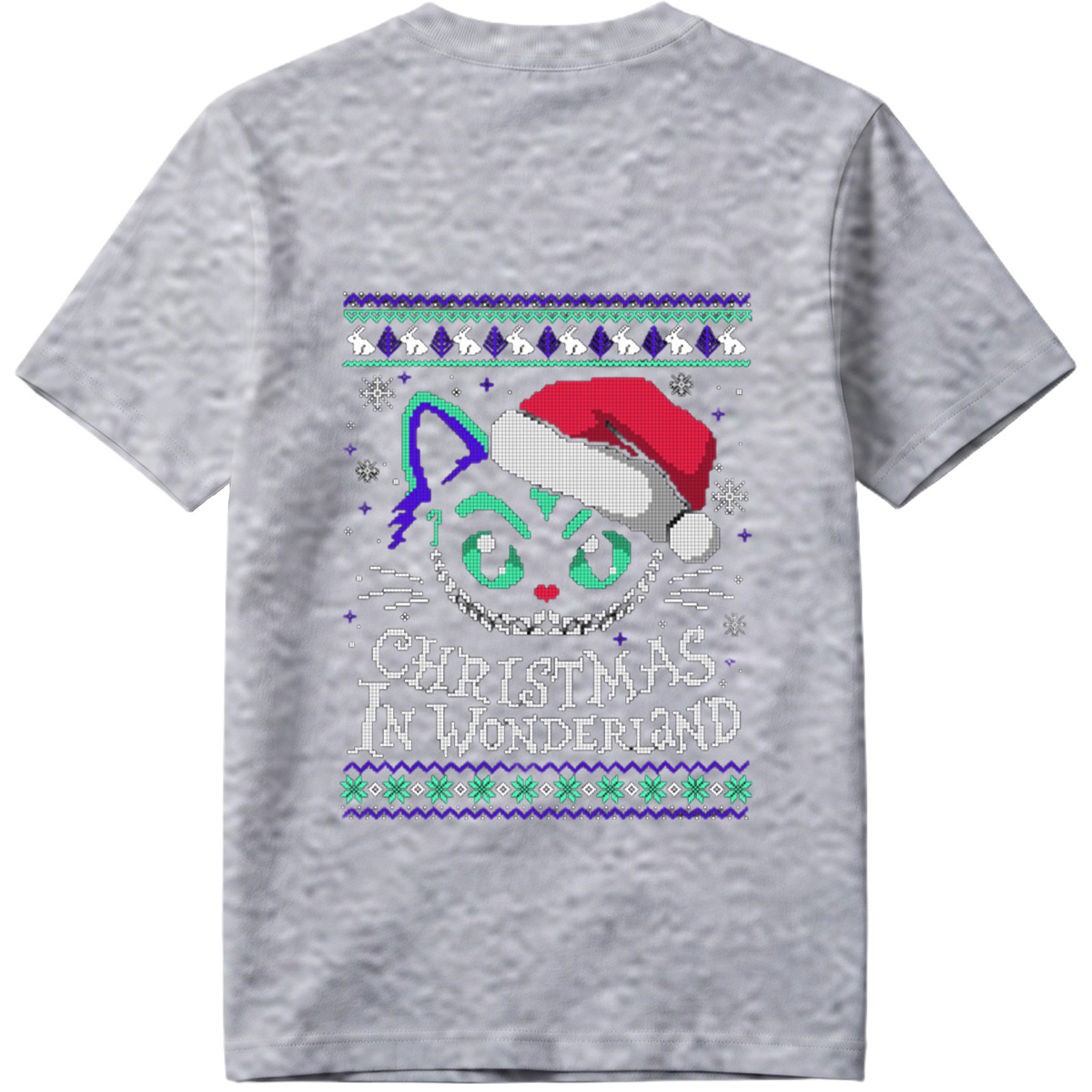 Christmas in Wonderland: Cheshire Cat Ugly Sweater Design - Tee