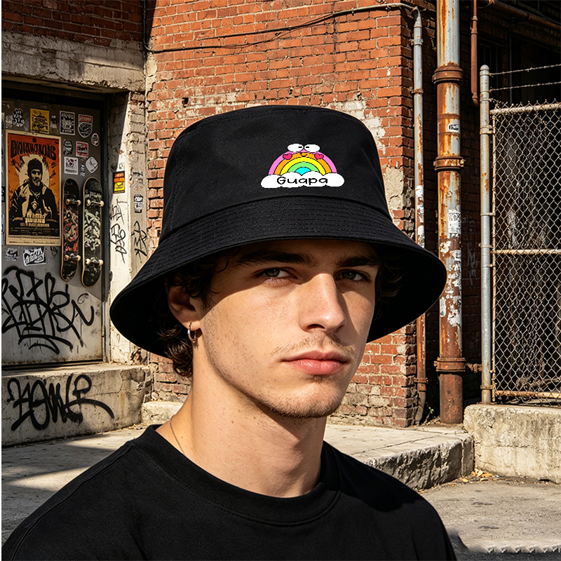 Unisex Classic Bucket Hat with Rainbow Face and 