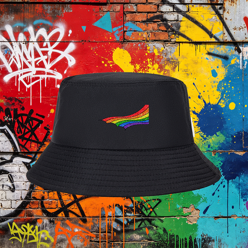 Unisex Classic Bucket Hat with Glitter Rainbow Print Design - Perfect for Outdoor Activities, Beach, Travel, and Casual Wear - Ideal for Adults Seeking Fashionable and Comfortable Sun Protection