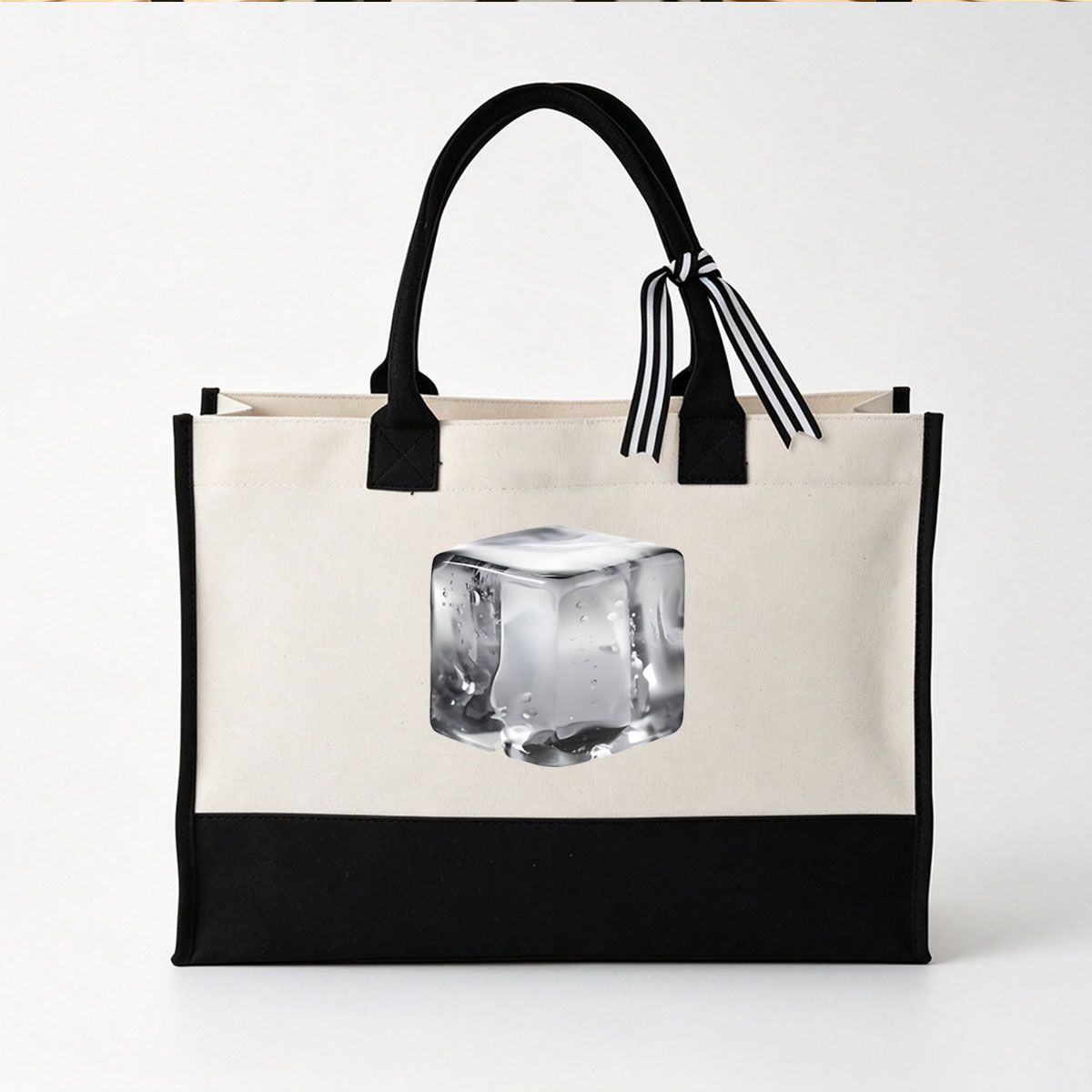 Ice Cube - Canvas patchwork gift tote bag