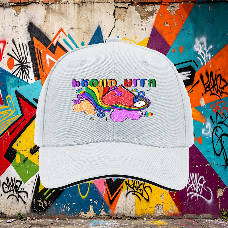 Unisex Classic Sandwich Hat with Pride Rainbow Hearts and 