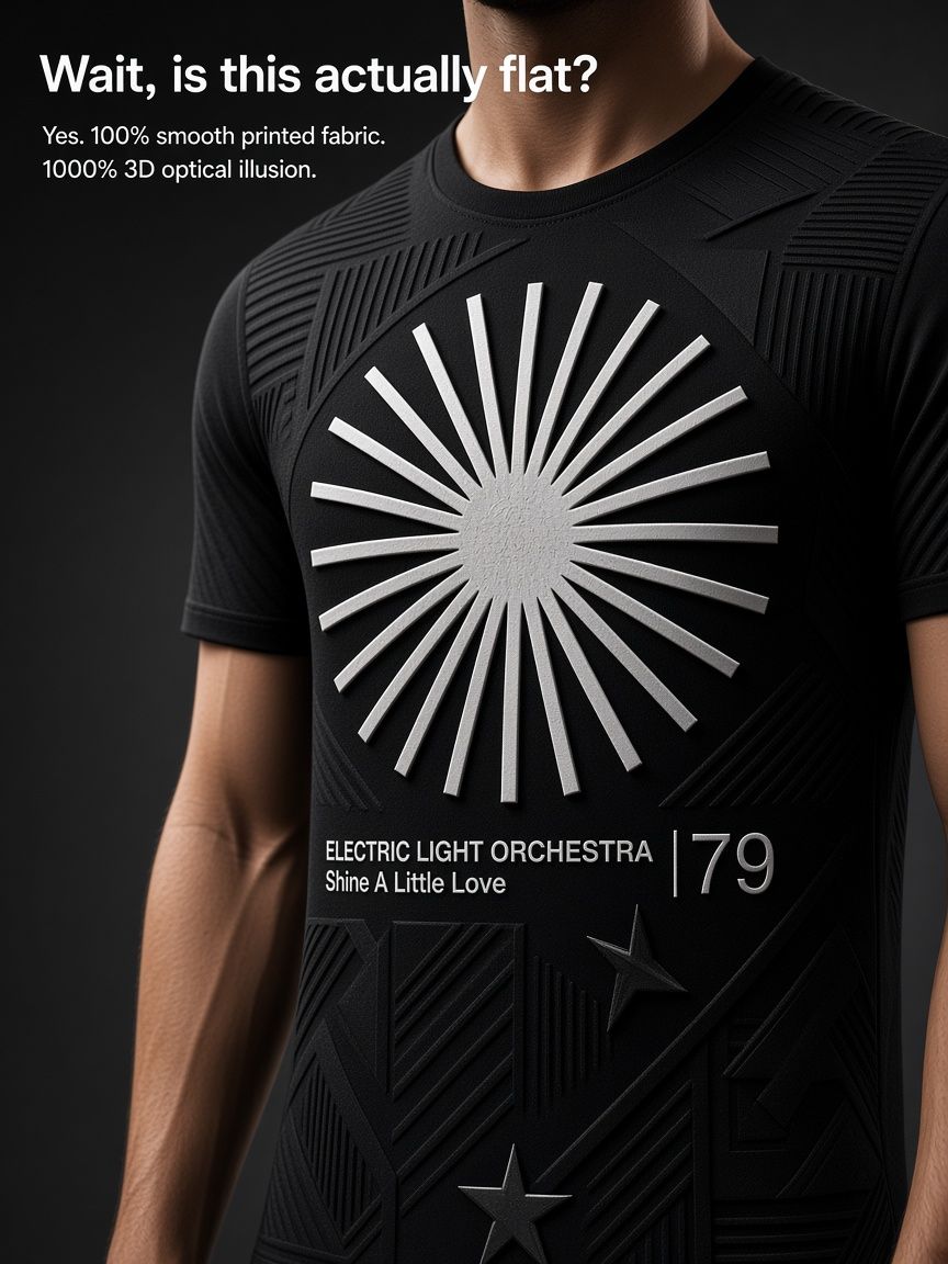 Retro 1979 Starburst 3D Optical Illusion Graphic Tee, Breathable Athletic Mesh T-Shirt, Casual and Sports Wear