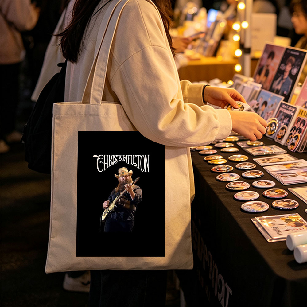 Chris Stapleton Live Performance Playing Guitar on Stage - Canvas tote bags