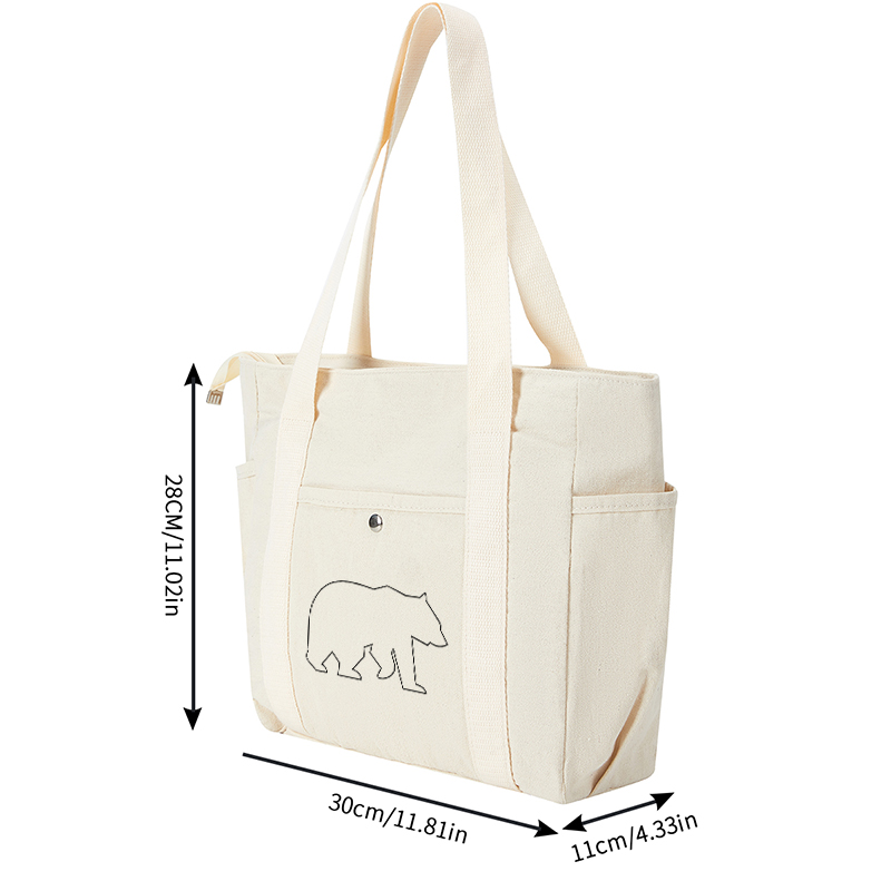 Multi Pocket Bag Cream White Bear Outline Print Design Multi Pocket Bag Cream White for Outdoor Hiking Travel Daily Use Unisex Adult Casual Style Lightweight Durable Organized Storage Solution Practical Everyday Carry Backpack Alternative