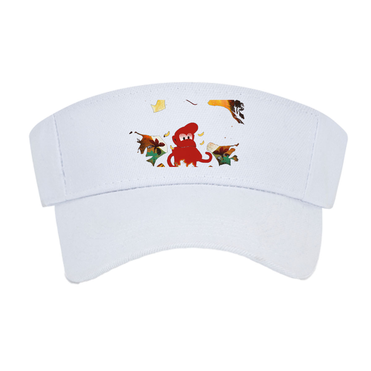 Diddy Kong and Donkey Kong in a jungle scene with a Nintendo 64 controller, featuring bananas and barrels. -  Visor cap