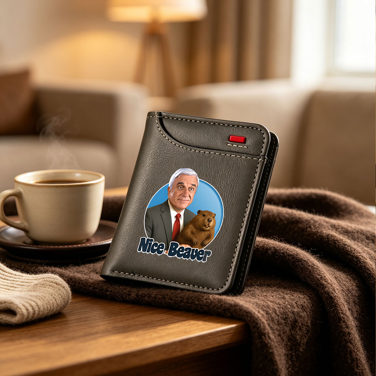 Nice Beaver with Celebrity and Animal Character - Vertical Style Wallet