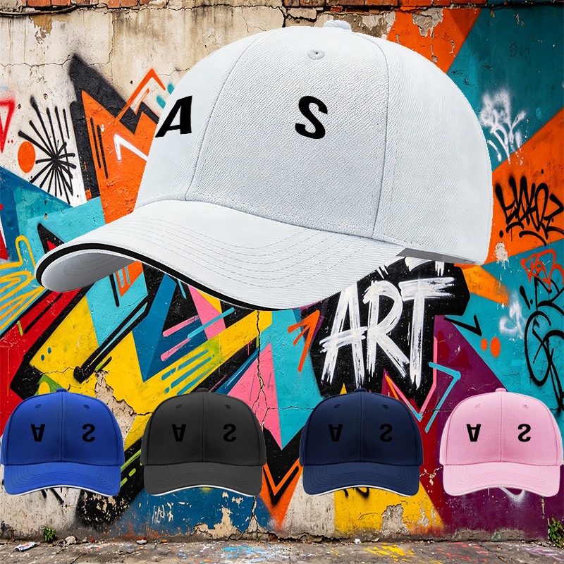 Unisex Classic Sandwich Hat with AS Logo Print - Lightweight Cotton Baseball Cap for Outdoor Activities, Travel, and Casual Wear - Perfect for Men and Women Seeking Comfortable Sun Protection and Stylish Look