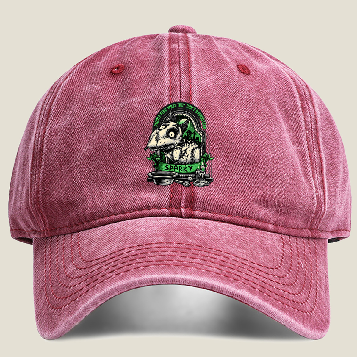 Sparky the Frankenstein Dog - Washed Denim - Baseball Cap