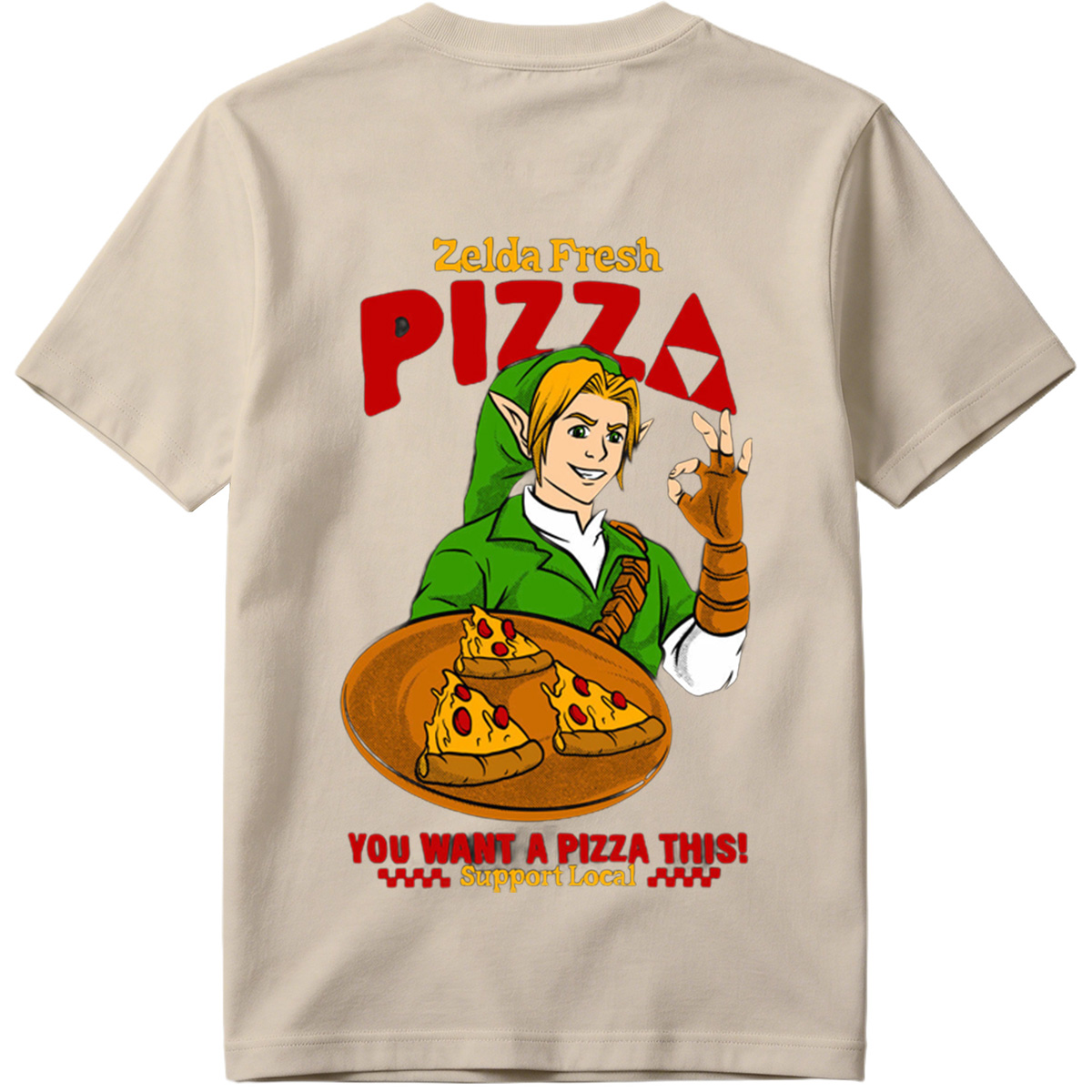 Zelda Fresh Pizza: Link Serves Pizza with a Smile - Tee