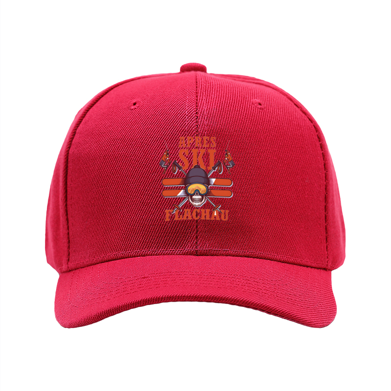 1pc New Baseball Cap with Apres Ski Flachau Skull and Snowboard Print Unisex Adjustable Hat for Outdoor Winter Activities Adults and Teens