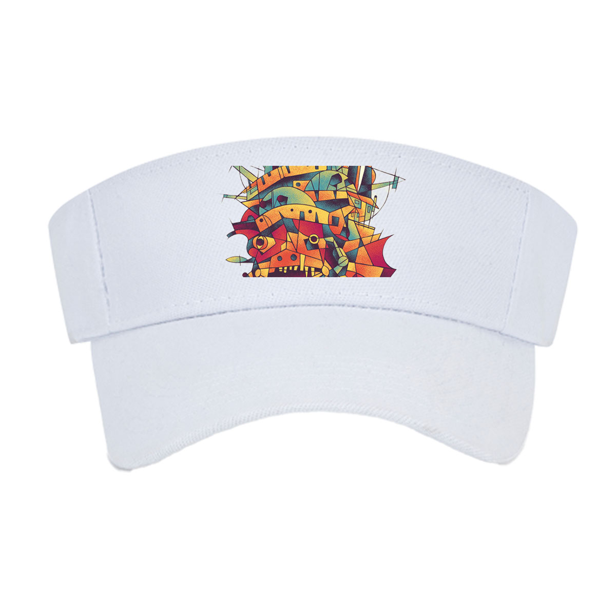 Abstract Mechanical Monster with Vibrant Geometric Design -  Visor cap