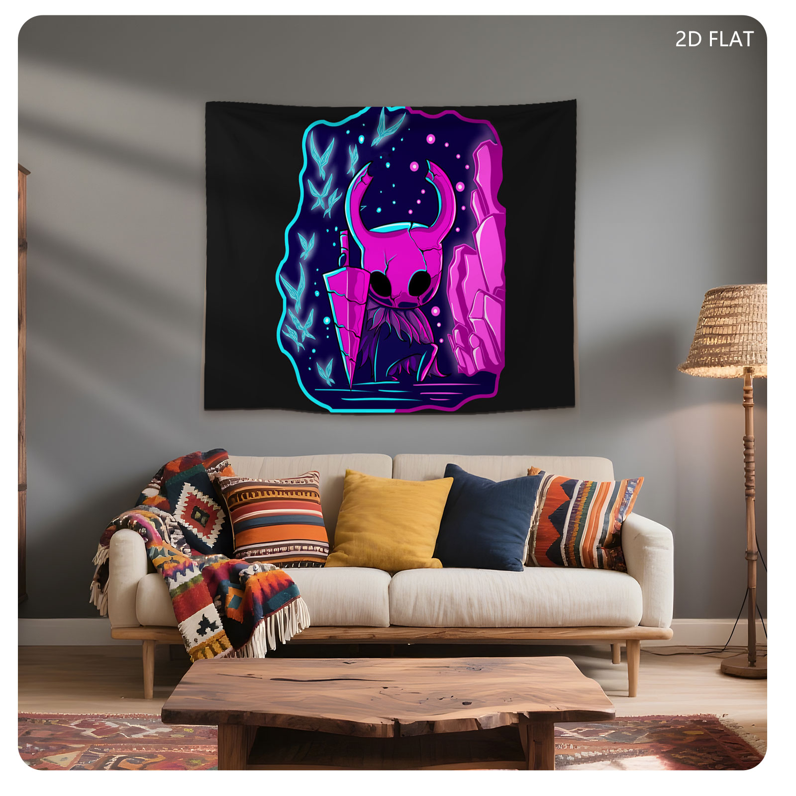 Hollow Knight in a Cosmic Crystal Cavern - Tapestry