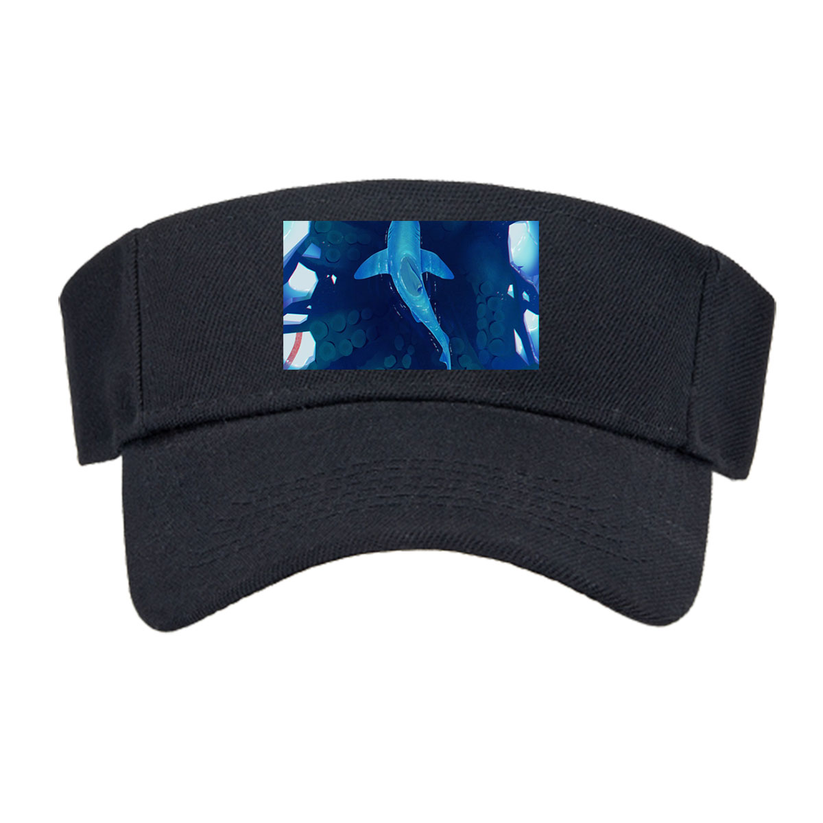 Shark swims through icy coral reef in deep blue ocean -  Visor cap