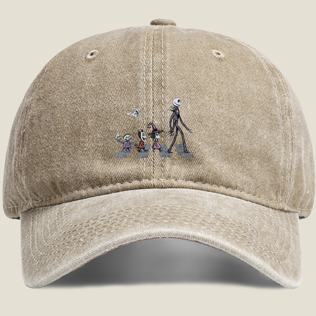 The Nightmares: Jack Skellington, Sally, Zero, and Friends Crossing the Street - Washed Denim - Baseball Cap