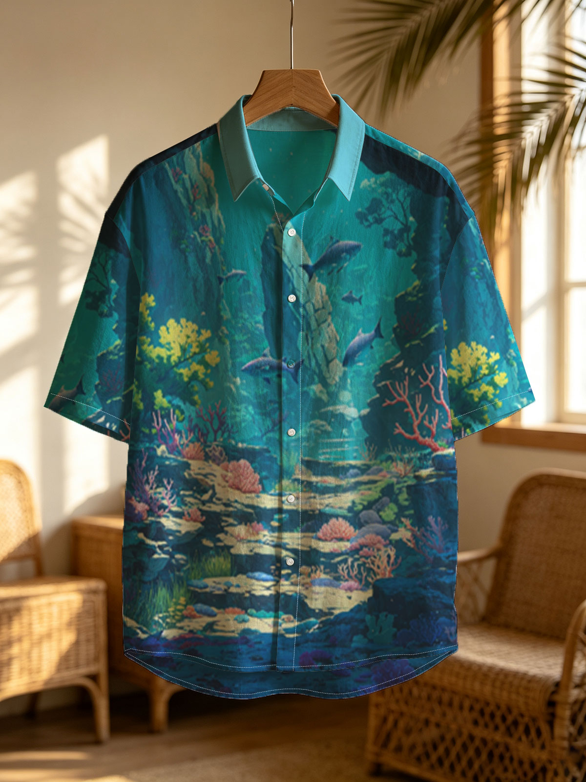 Underwater Paradise with Colorful Coral and Swimming Fish -  Shirt