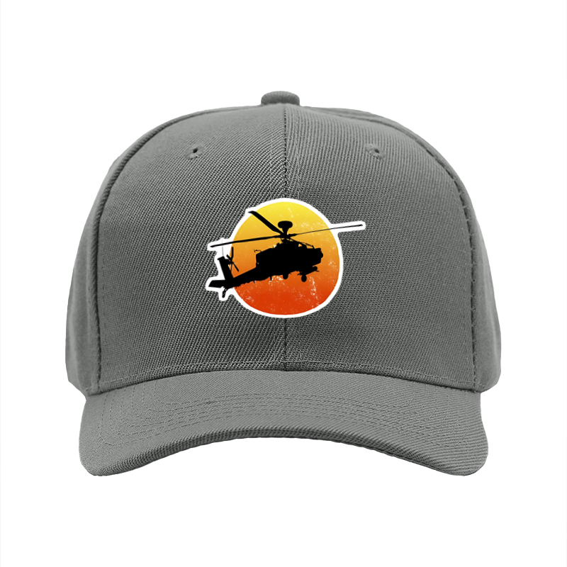 1pc New Baseball Cap Helicopter Silhouette Sunset Print Unisex Adjustable Hat for Outdoor Activities Men Women Casual Streetwear Fashion Accessories