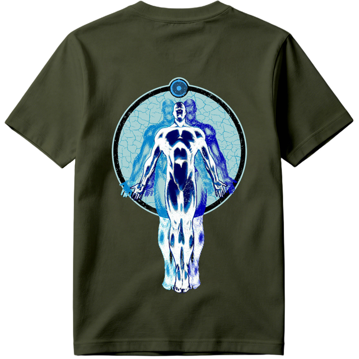 Blue Human Figure in Circular Frame - Tee