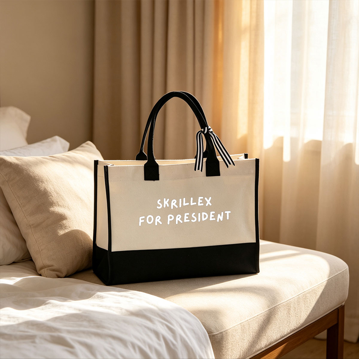 Skrillex for President - Canvas patchwork gift tote bag