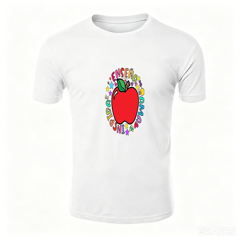 Unisex Classic T-Shirt with Colorful Apple and 