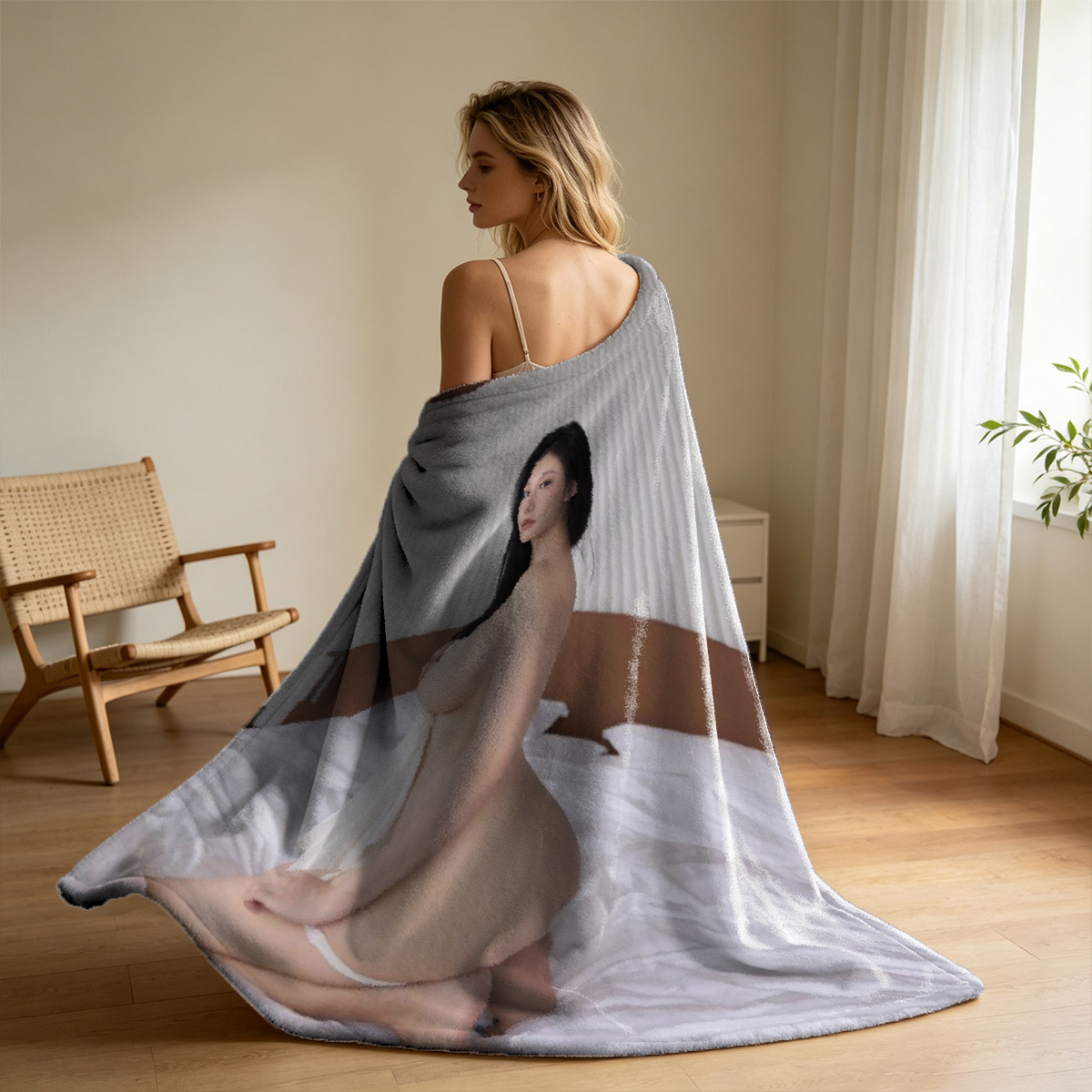 Autumn Seduction in White Lingerie - Blanket