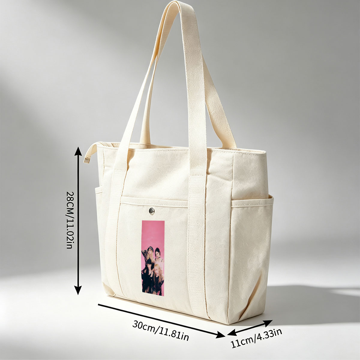 aespa Group Photo on Pink Background with Fashionable Outfits and Stylish Poses - Multi-pocket bags