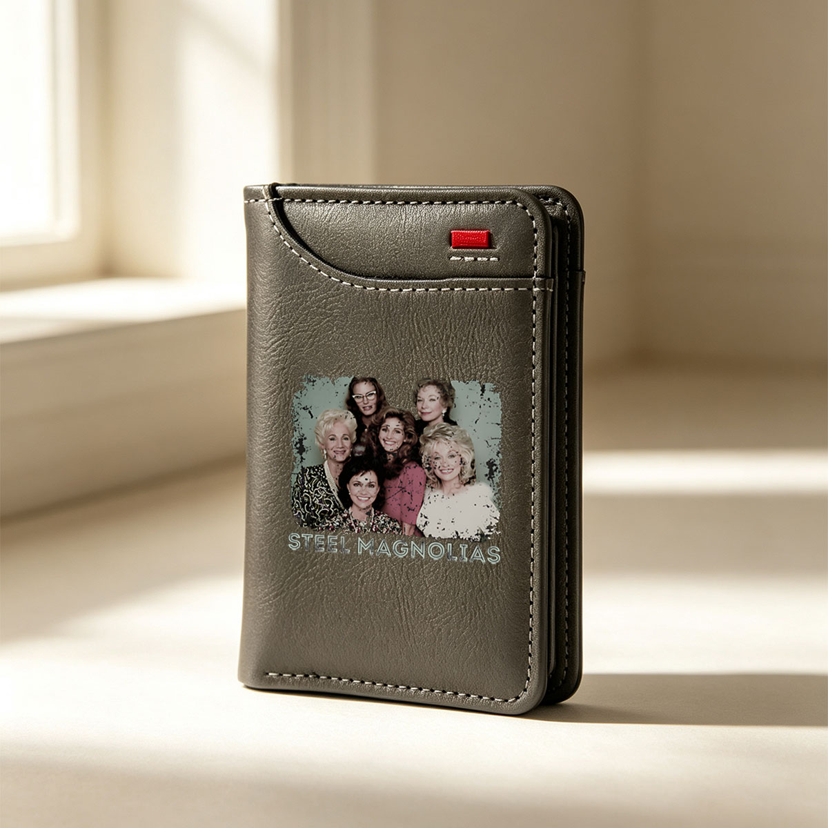 Steel Magnolias: Dolly Parton, Sally Field, Shirley MacLaine, Julia Roberts, Dixie Carter, and Margo Martindale in a classic Southern drama - Vertical Style Wallet
