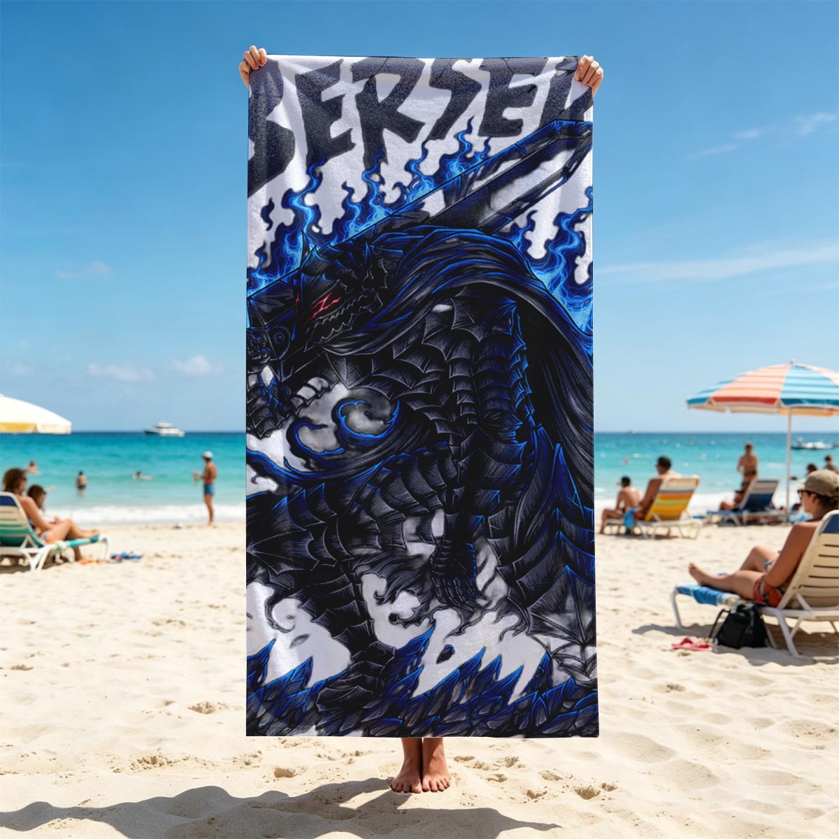 Berserk: Griffith in Armor with Flame Sword - Beach towels
