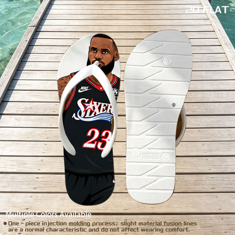 LeBron James in Philadelphia 76ers Jersey, #23, Nike Uniform, Crypto.com Sponsorship -  flip-flops