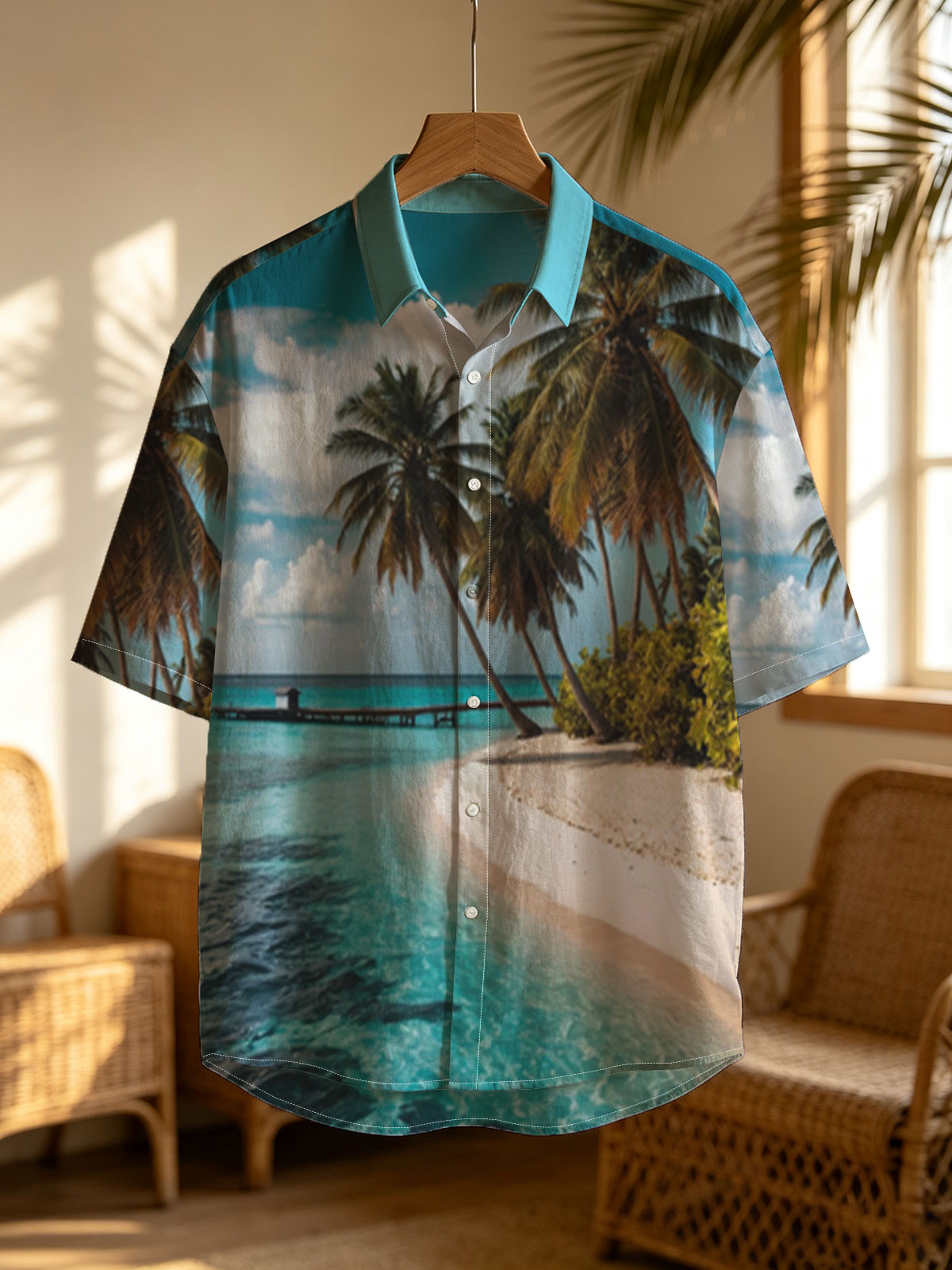 Tropical Beach with Palm Trees and Crystal Clear Water -  Shirt