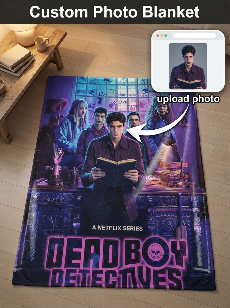 Custom Photo Flannel Throw Blanket Personalized Portrait Fleece Mystery Detective Theme Soft Skin-Friendly Couch Bed