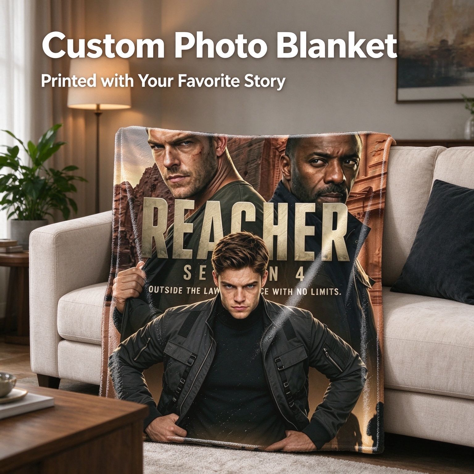 Custom Photo Face Blanket Personalized Ultra Soft Flannel Throw Lightweight Cozy Movie Night Fleece Bed Blanket Ideal