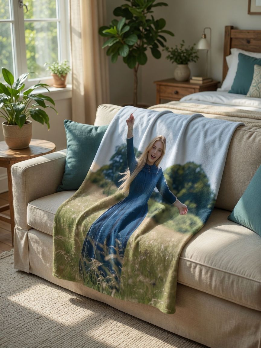 Custom Photo Blanket Personalized Portrait Print Ultra Soft Flannel Fleece Throw Ideal Meaningful Keepsake Gift