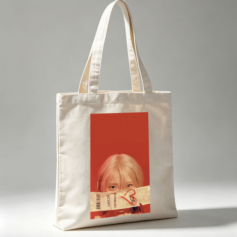 Lisa Blackpink Love Receipt Red Background Close Up - Canvas tote bags