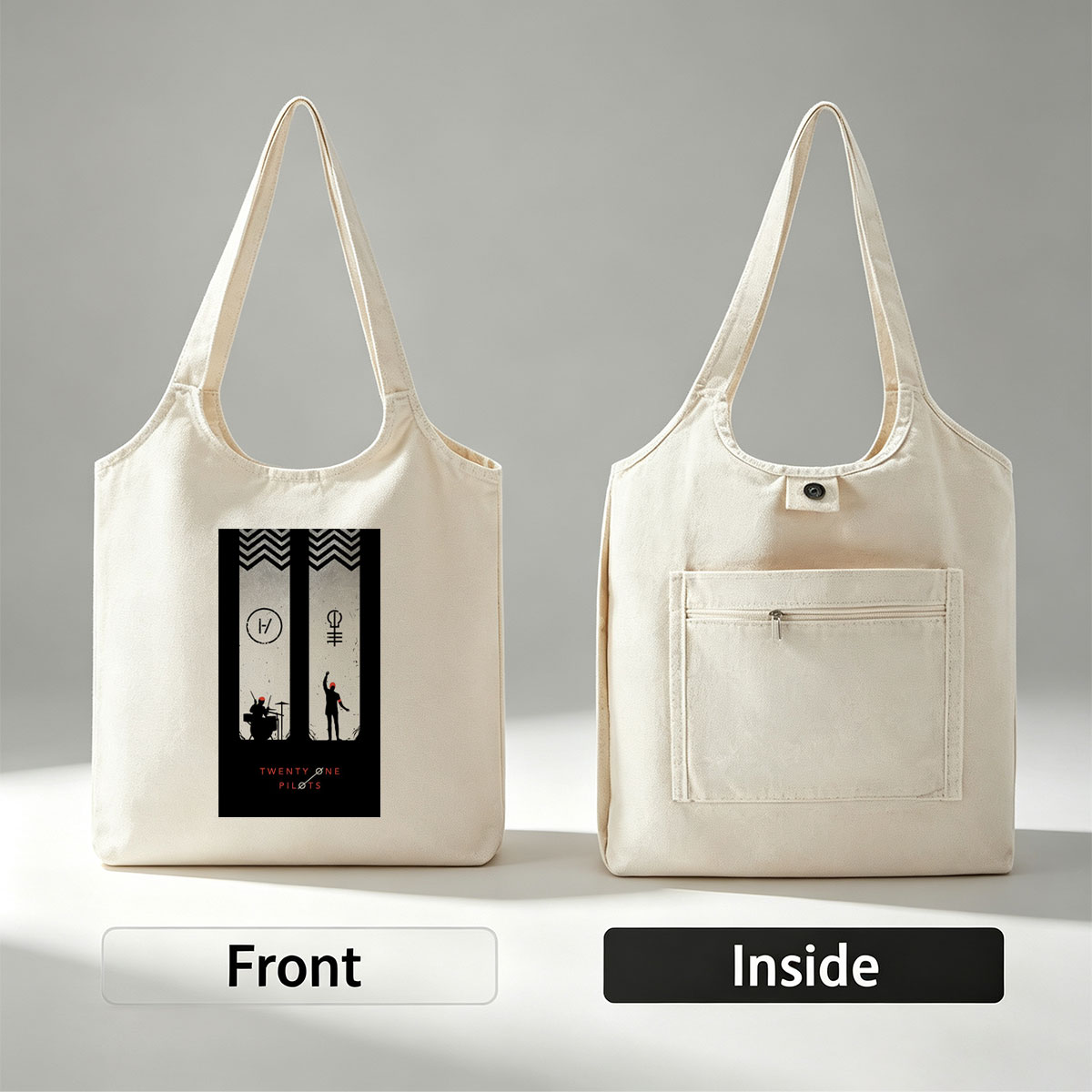 Twenty One Pilots Live Performance Silhouette Artwork - Canvas shoulder bags/