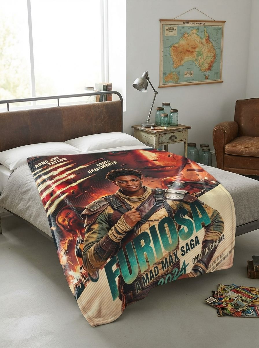 Custom Face Photo Flannel Blanket Personalized Movie Poster Portrait Throw for Bed Couch Ideal Keepsake Gift