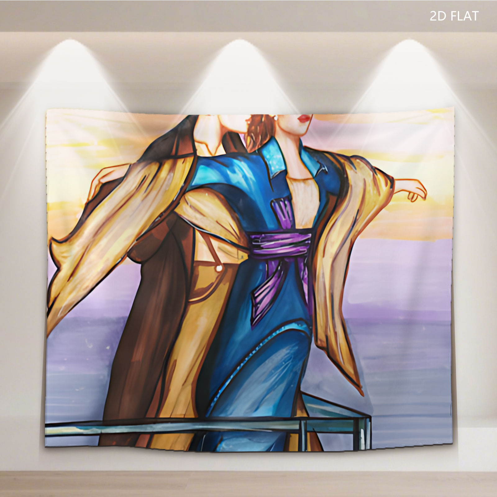 Jack and Rose on the Titanic Deck at Sunset - Tapestry