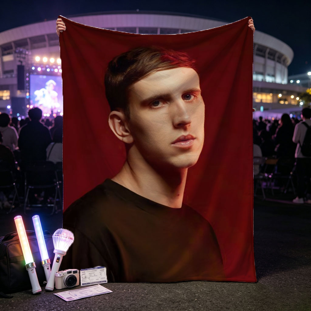 Martin Garrix in Studio Portrait Against Red Background - Blankets
