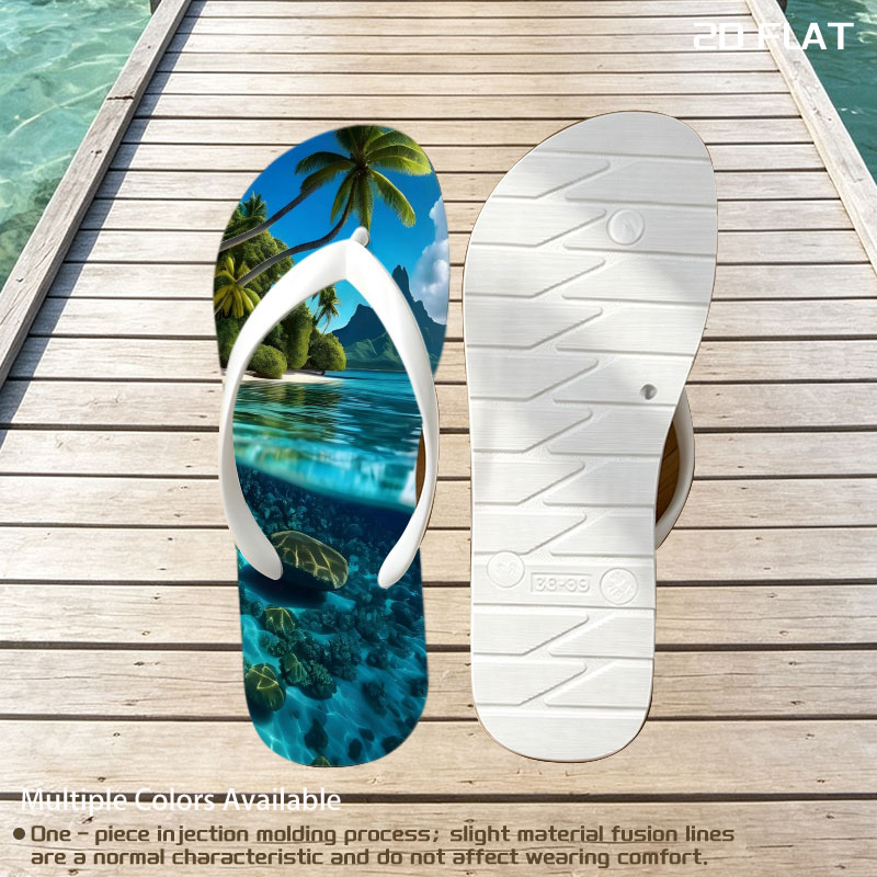 Tropical Paradise with Clear Waters and Coral Reef -  flip-flops