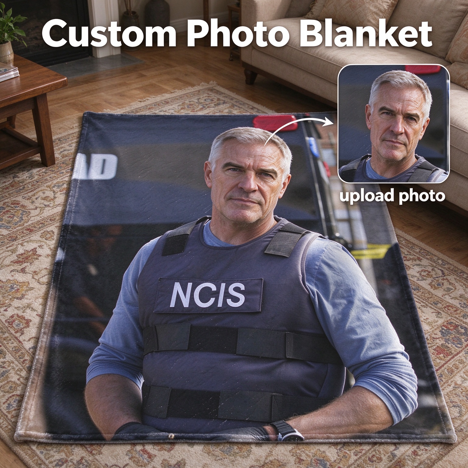 Custom Photo Face Blanket Personalized Soft Flannel Fleece Throw Cover for Bed Sofa Couch Ideal Unique Keepsake Gift